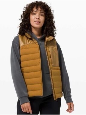 Lululemon Navigation Stretch Down Puffer Vest in Spiced Bronze Gold Size 10